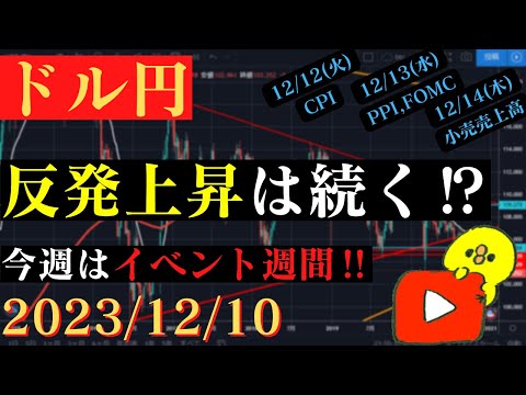 【ドル円】141円台からの反発上昇中！この流れは続くのか⁉今週はイベント週間です。2023/12/10